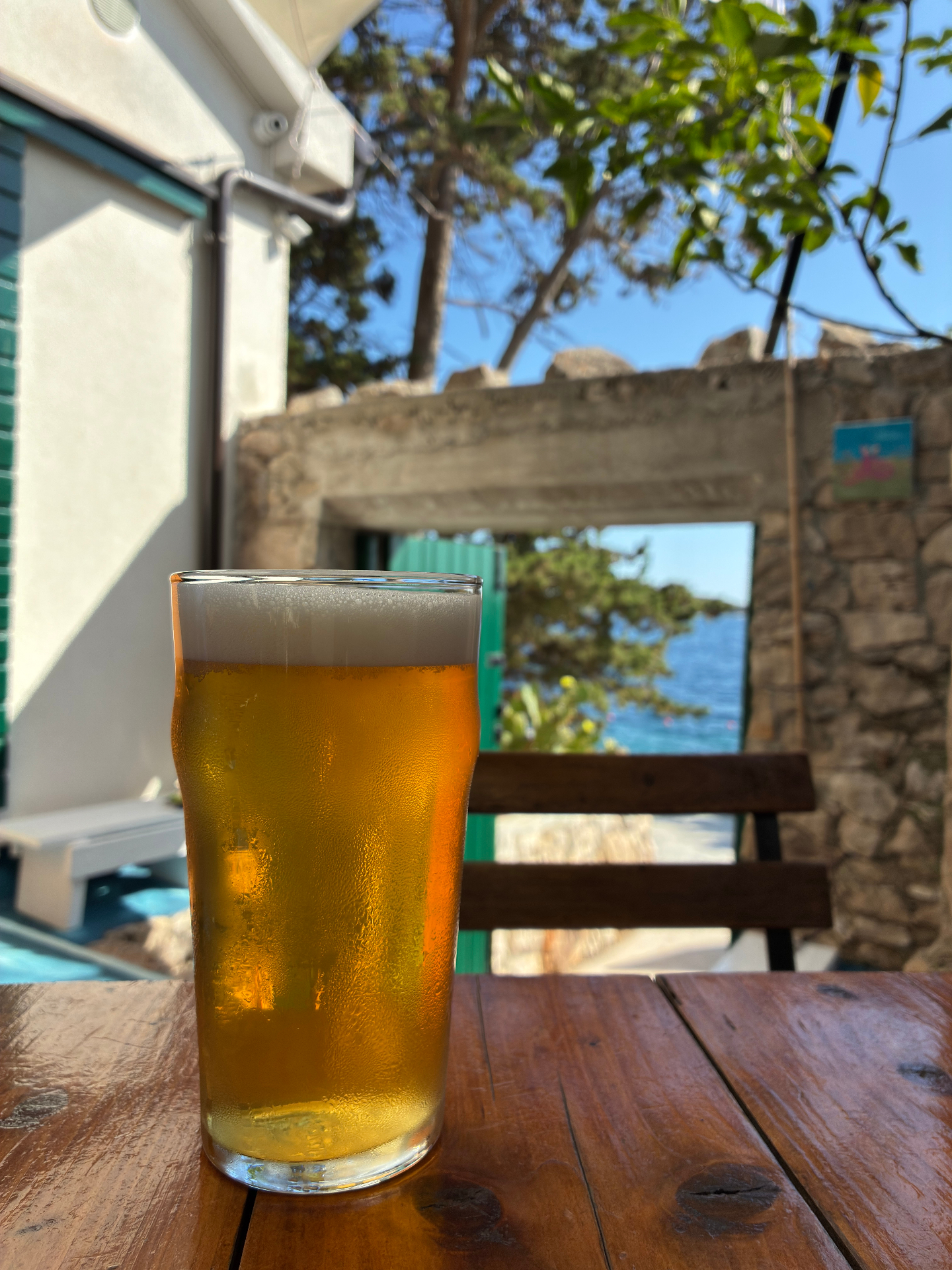 Chilled craft beer served on the terrace at Vunetovo